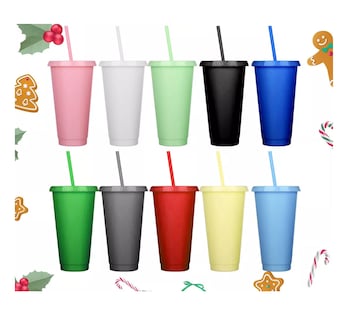Foto 5 | Vasos Reutilizables Belug de 24 Oz con Tapa y Popote 10 Piezas