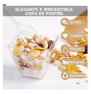 Foto 3 | Vasos Mini para Postres Plástico con Cuchara 50 Piezas Transparentes