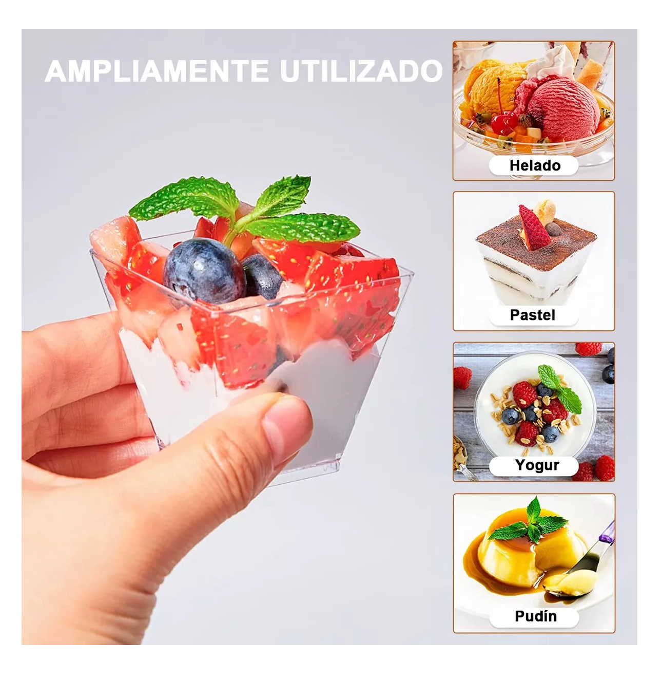 Foto 5 pulgar | Vasos Mini para Postres Plástico con Cuchara 50 Piezas Transparentes