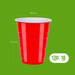 Foto 4 | Vasos Desechables de Plástico para Fiestas Amazon Basics 530 ml Rojo 120 piezas - Venta Internacional