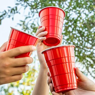 Foto 6 | Vasos Desechables de Plástico para Fiestas Amazon Basics 530 ml Rojo 120 piezas - Venta Internacional