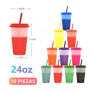 Foto 2 | Vasos Mágicos Que Cambia De Color Con Tapa 710 Ml 10 Piezas Belug Multicolor