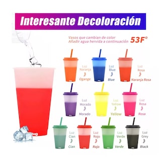 Foto 3 | Vasos Mágicos Que Cambia De Color Con Tapa 710 Ml 10 Piezas Belug Multicolor
