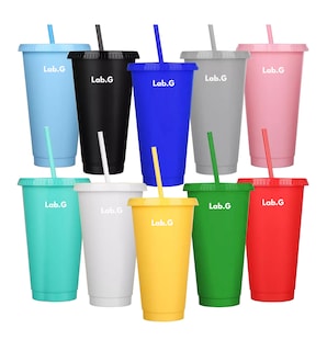 Foto 1 | Vasos Reutilizables De 24 Oz Con Tapa Y Popote, 10 Piezas