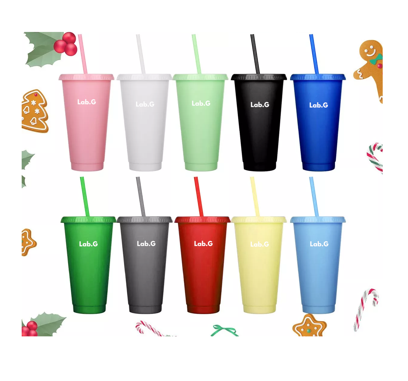 Foto 5 | Vasos Reutilizables De 24 Oz Con Tapa Y Popote, 10 Piezas