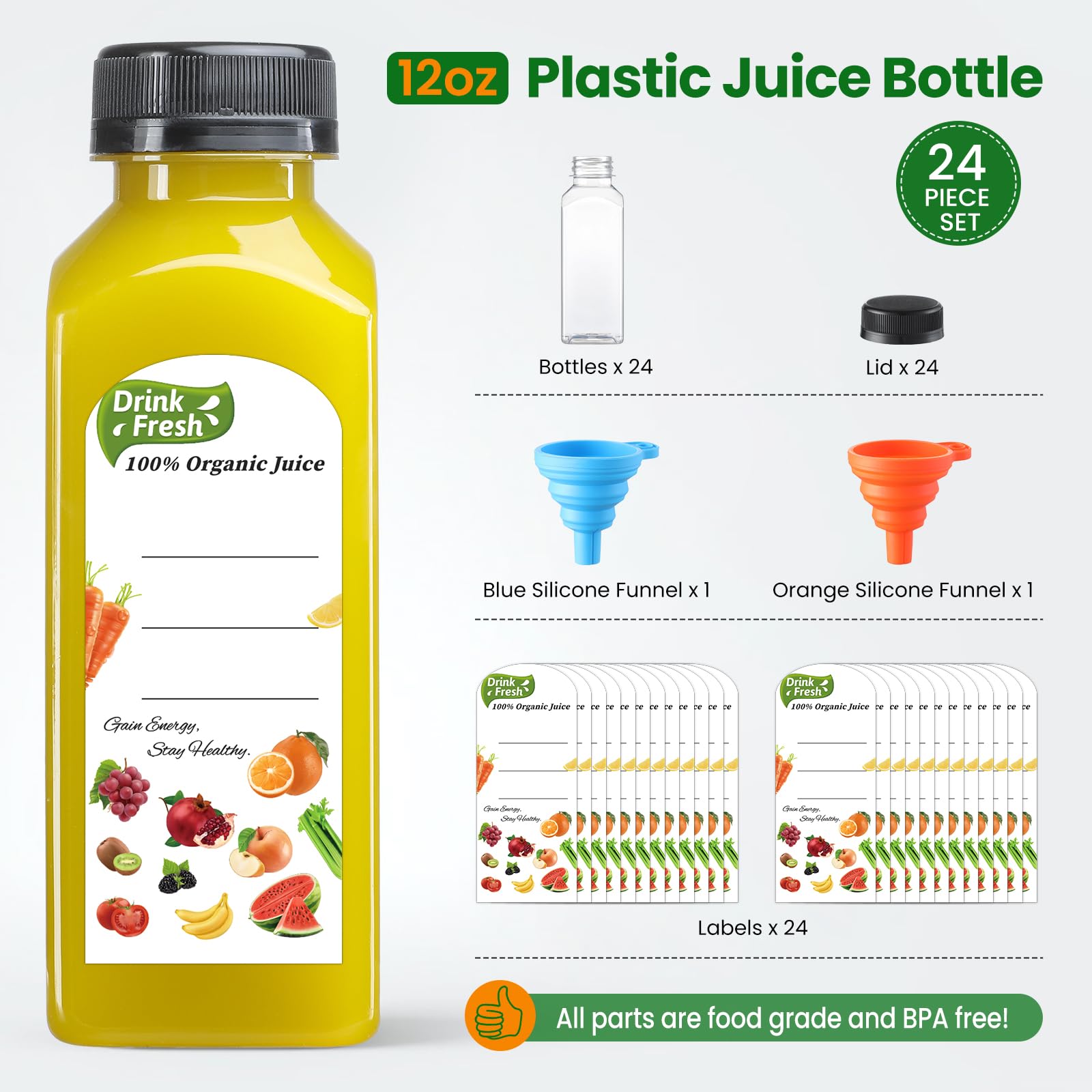Foto 3 pulgar | Botellas de Jugo Aozita Plástico Reutilizables 360 Ml 24 Piezas - Venta Internacional