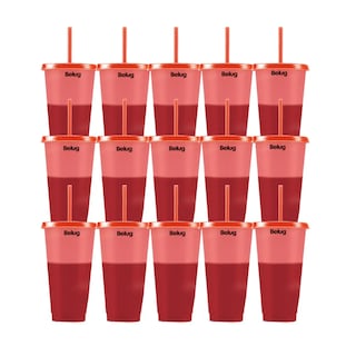 Foto 1 | Vasos Mágicos Cambian De Color Belug Con Tapa Y Popote 710ml 15pzs Colores