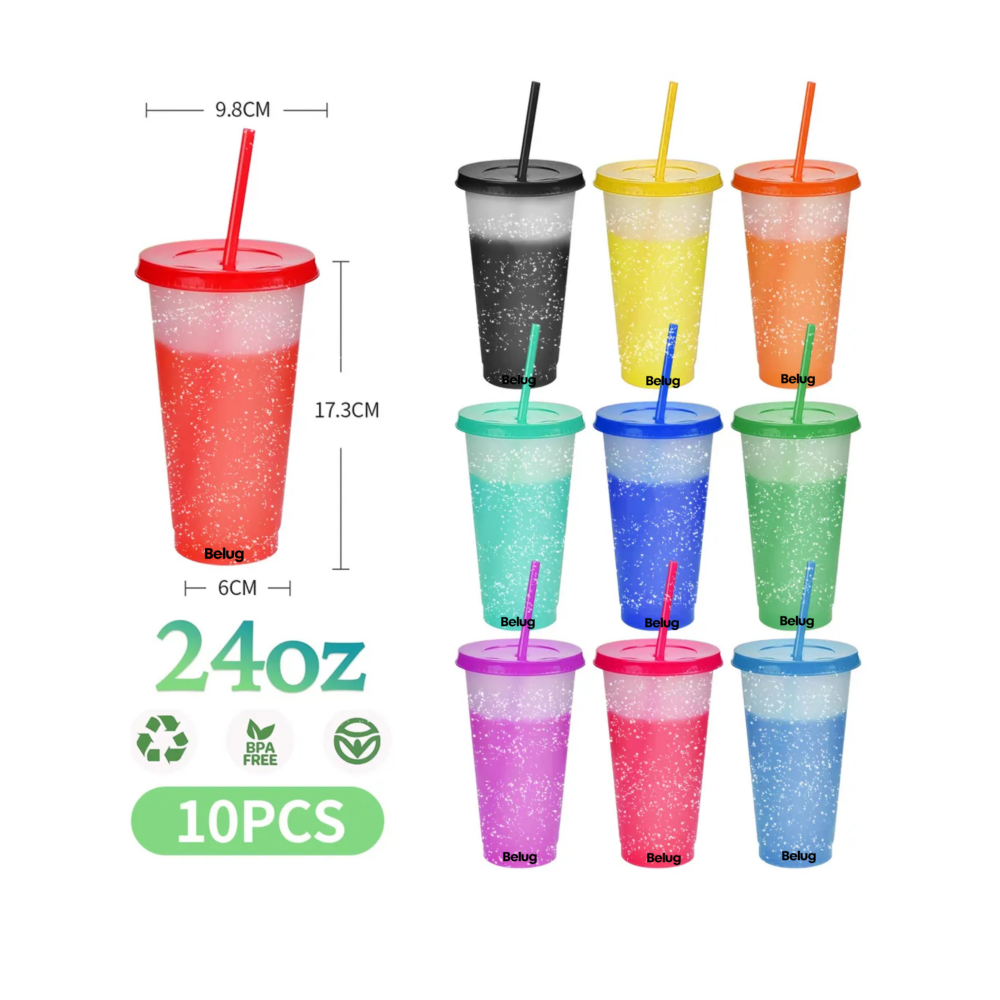 Foto 2 | Vasos Mágicos De 700ml Belug  Que Cambian De Color, 10 Piezas Colores