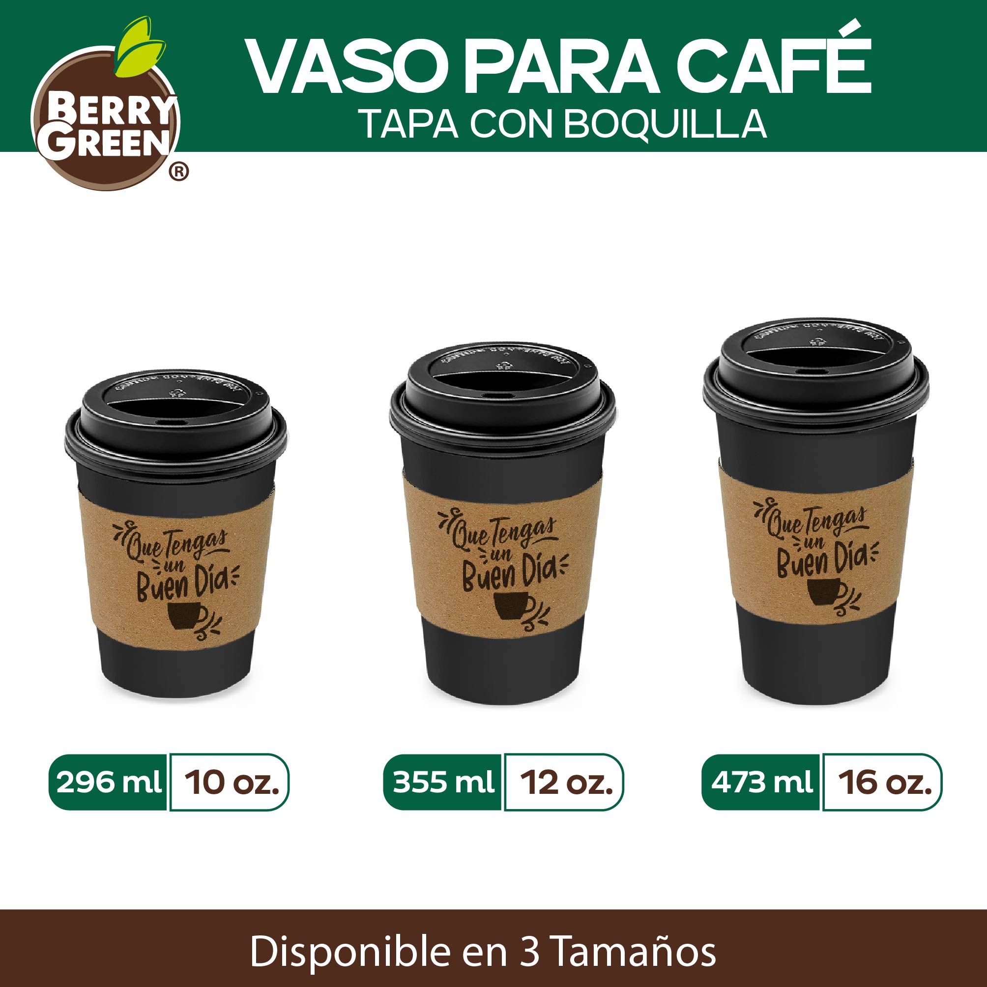 Foto 8 pulgar | Vasos Biodegradables Berry Green 355 ml 50 Piezas