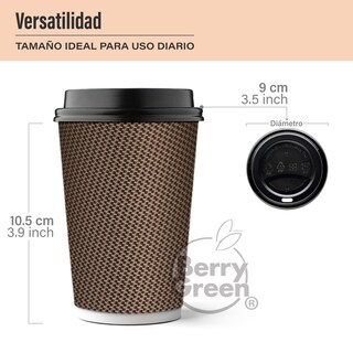 Foto 7 | Berry Green Vasos Corrugados Para Café Con Tapa 12 Onzas (355 Ml), Paquete De 60 Vasos Y 60 Tapas, Resistentes,
