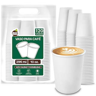 Foto 1 | Berry Green Vasos Blancos Para Café, Paquete De 120, Biodegradables, 10 Onzas