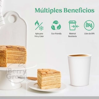 Foto 4 | Berry Green Vasos Blancos Para Café, Paquete De 120, Biodegradables, 10 Onzas