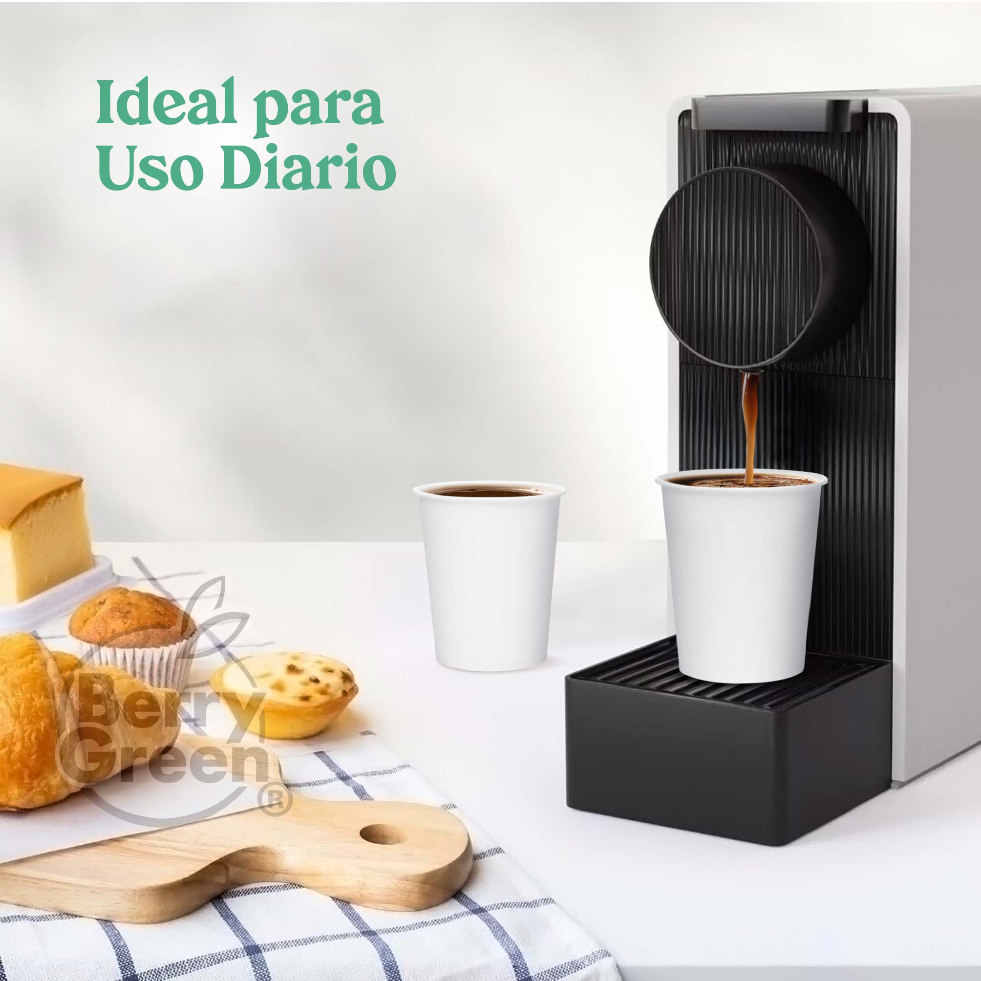 Foto 6 pulgar | Berry Green Vasos Blancos Para Café De 8 Oz (237 Ml), Paquete De 120 Vasos, Resistentes, Perfectaos Para Cafe,