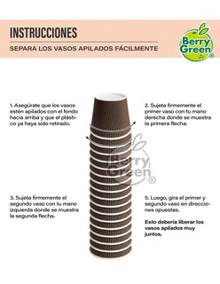 Foto 4 | Berry Green Vasos Corrugados Para Café Con Tapa 4 Oz (118 Ml) Paquete De 60 Vasos Y 60 Tapas Resistentes Ecológicos