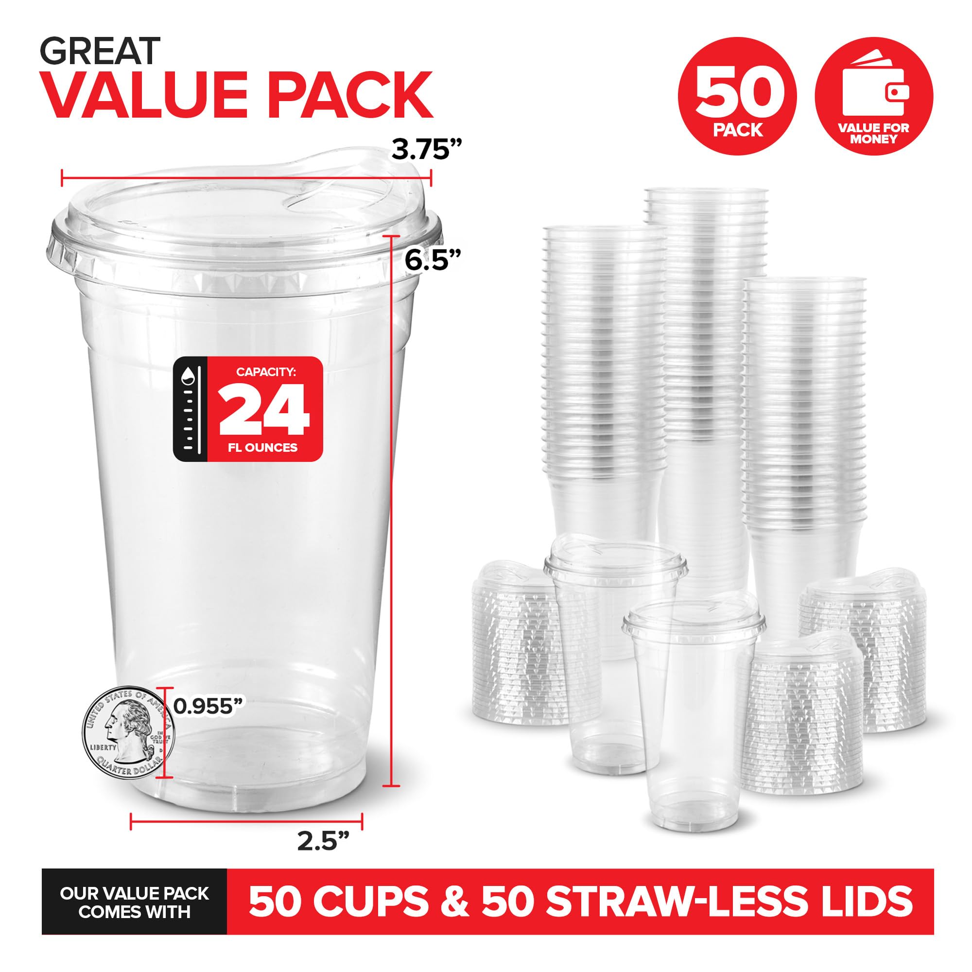 Foto 3 pulgar | Vasos De Plástico Stock Your Home De 24 Onzas Con Tapa Para Batidos (x50) - Venta Internacional.