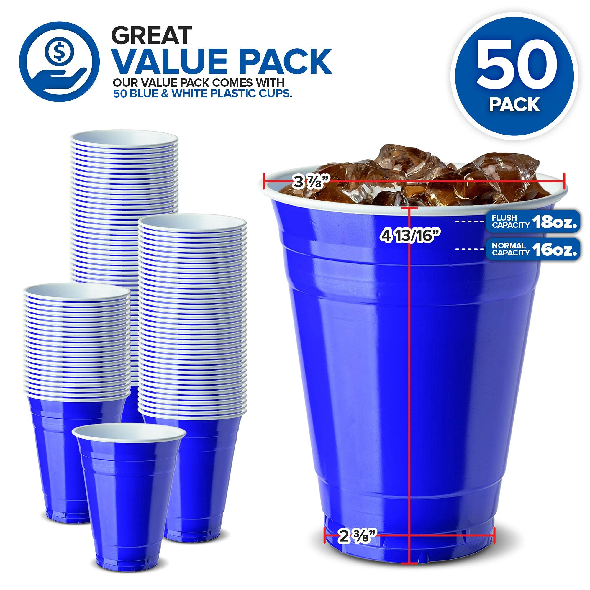 Foto 2 | Vasos De Plástico Stock Your Home Desechables, 473 Ml (50 Unidades) - Venta Internacional.
