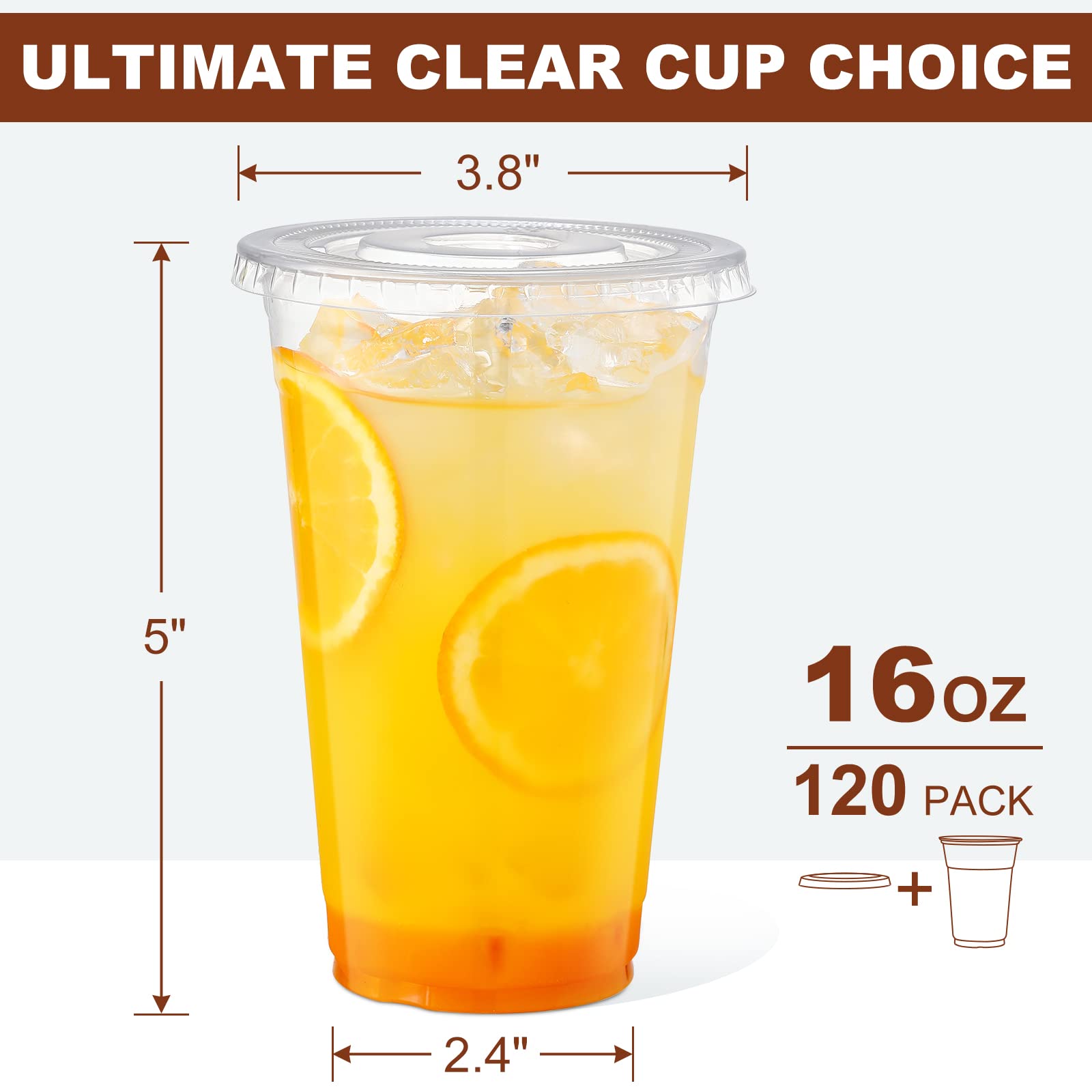 Foto 3 pulgar | Vasos Desechables Aozita De Plástico Transparente De 16 Oz Con Tapas  120 Juegos - Venta Internacional.