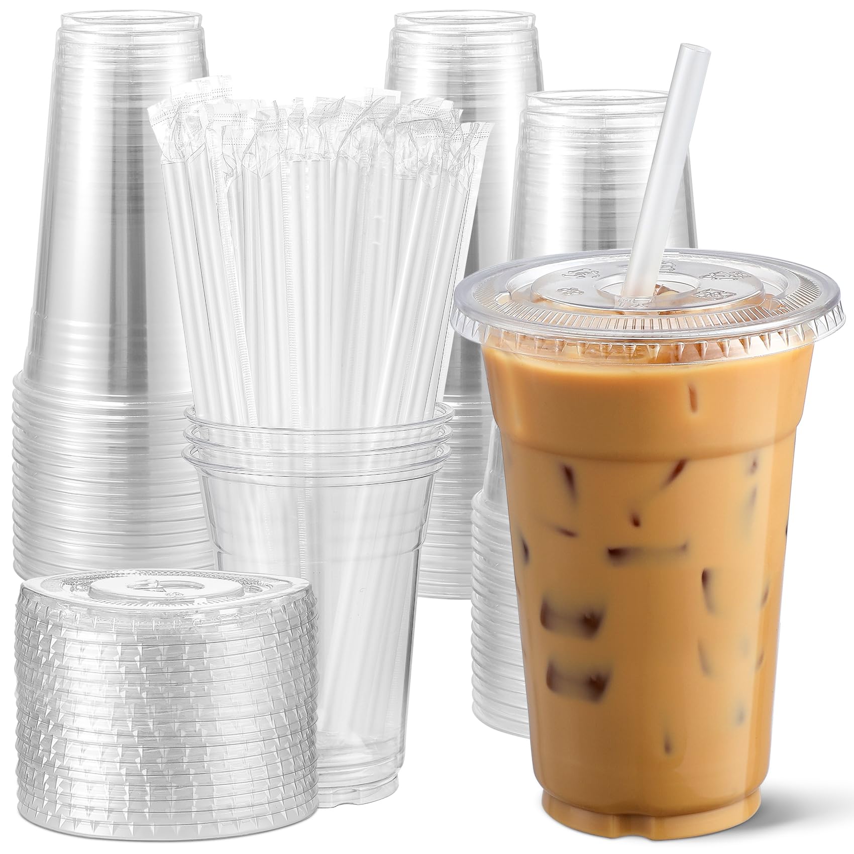 Foto 2 pulgar | Vasos De Plástico Aozita De 12 Oz (100 Juegos) Con Tapas Y Pajitas Para Bebidas - Venta Internacional.