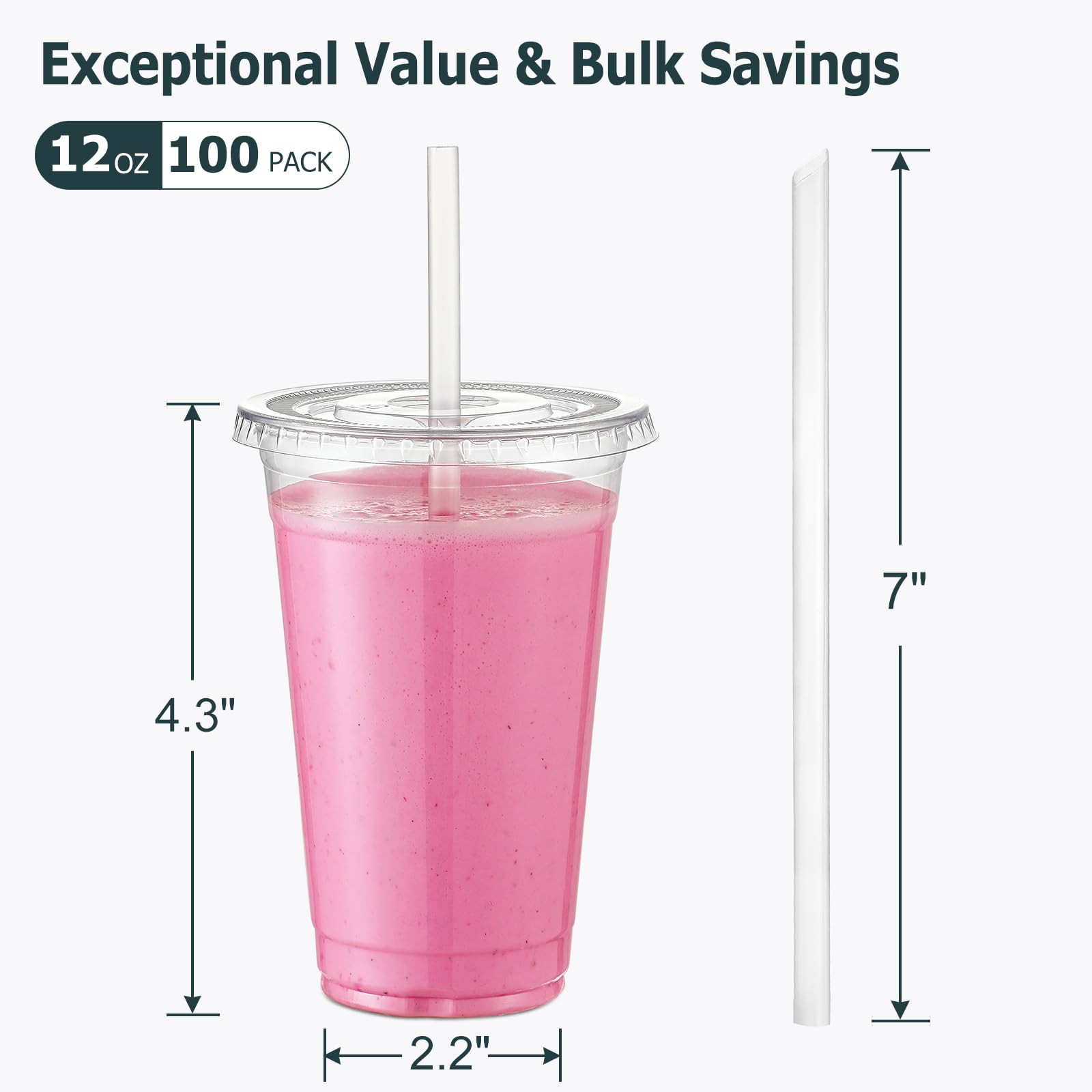 Foto 3 pulgar | Vasos De Plástico Aozita De 12 Oz (100 Juegos) Con Tapas Y Pajitas Para Bebidas - Venta Internacional.