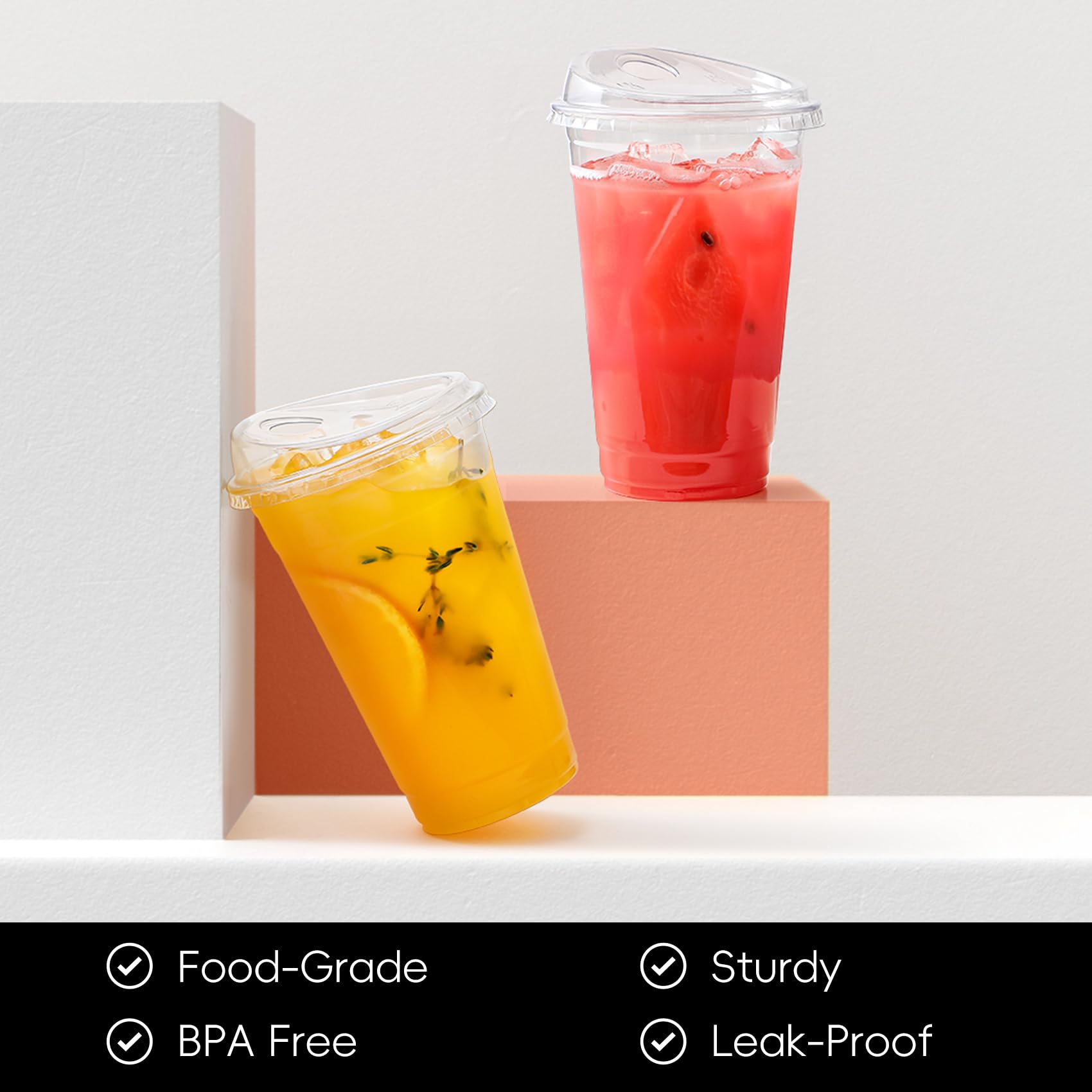 Foto 4 pulgar | Vasos De Plástico Desechables Aozita 24 Oz (700 Ml) Con Tapas Para Sorber X100 - Venta Internacional.