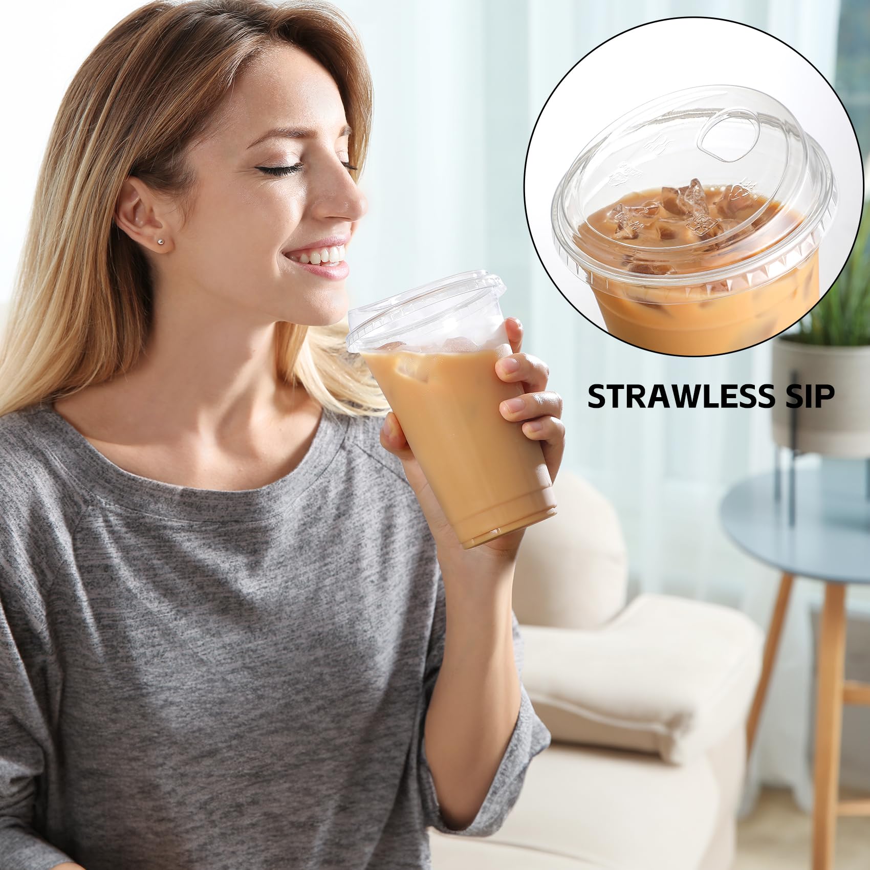 Foto 5 pulgar | Vasos De Plástico Desechables Aozita 24 Oz (700 Ml) Con Tapas Para Sorber X100 - Venta Internacional.