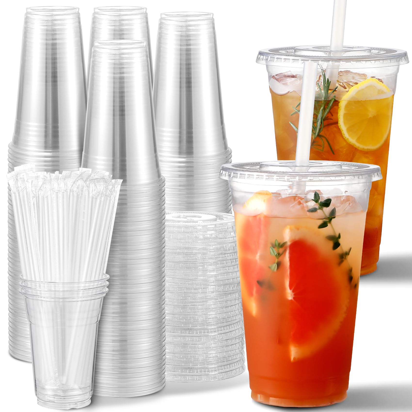 Foto 1 | Vasos De Plástico Aozita 600 Ml Con Tapas Y Pajitas Para Bebidas Frías - Venta Internacional.