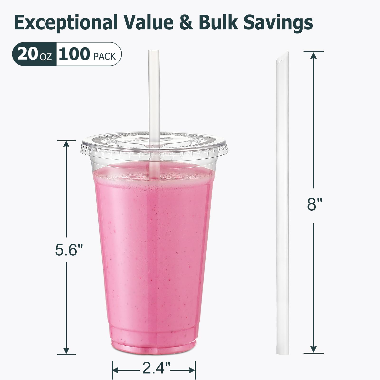 Foto 2 | Vasos De Plástico Aozita 600 Ml Con Tapas Y Pajitas Para Bebidas Frías - Venta Internacional.