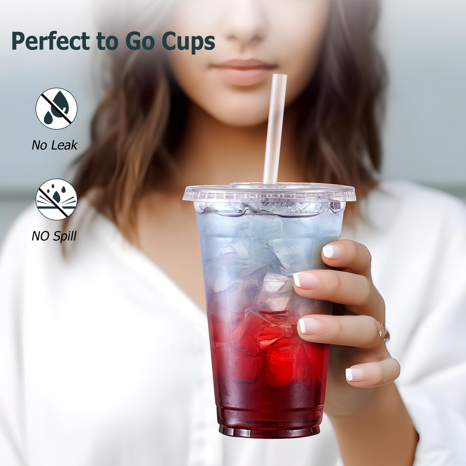 Foto 5 pulgar | Vasos De Plástico Aozita 600 Ml Con Tapas Y Pajitas Para Bebidas Frías - Venta Internacional.