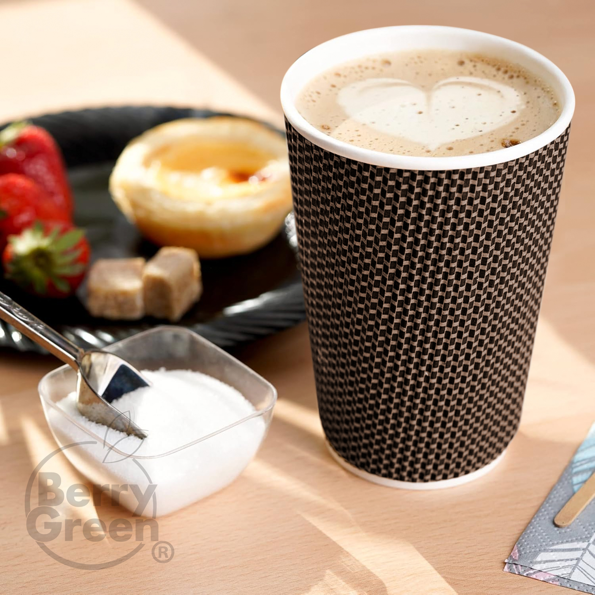 Foto 6 pulgar | Berry Green Vasos Corrugados Para Café 16oz Con Tapa  60pzs  Biodegradables  Resistentes Y Sin Derrames