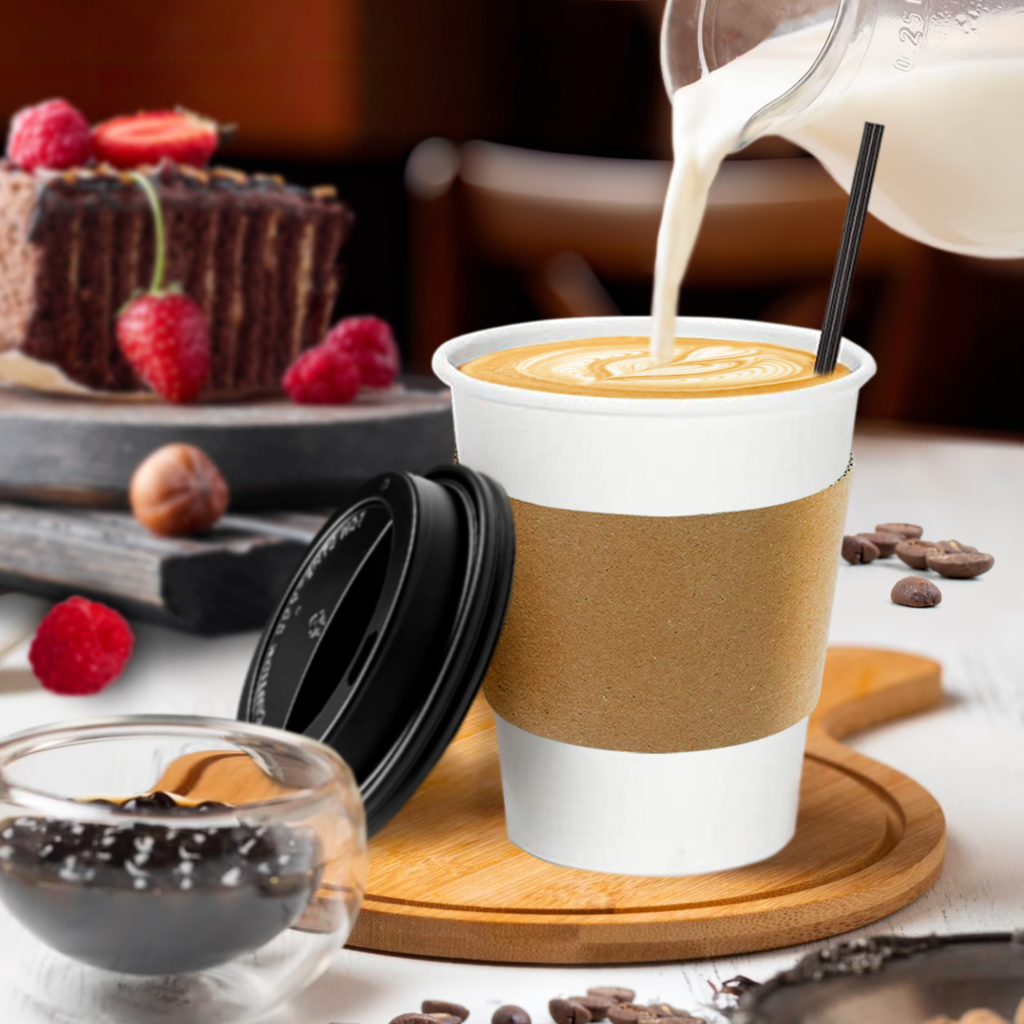 Foto 6 pulgar | Berry Green Paquete 50 Vasos Café 10 Oz Con Tapa Y Manga Protectora Resistentes Biodegradables Para Bebidas Calientes