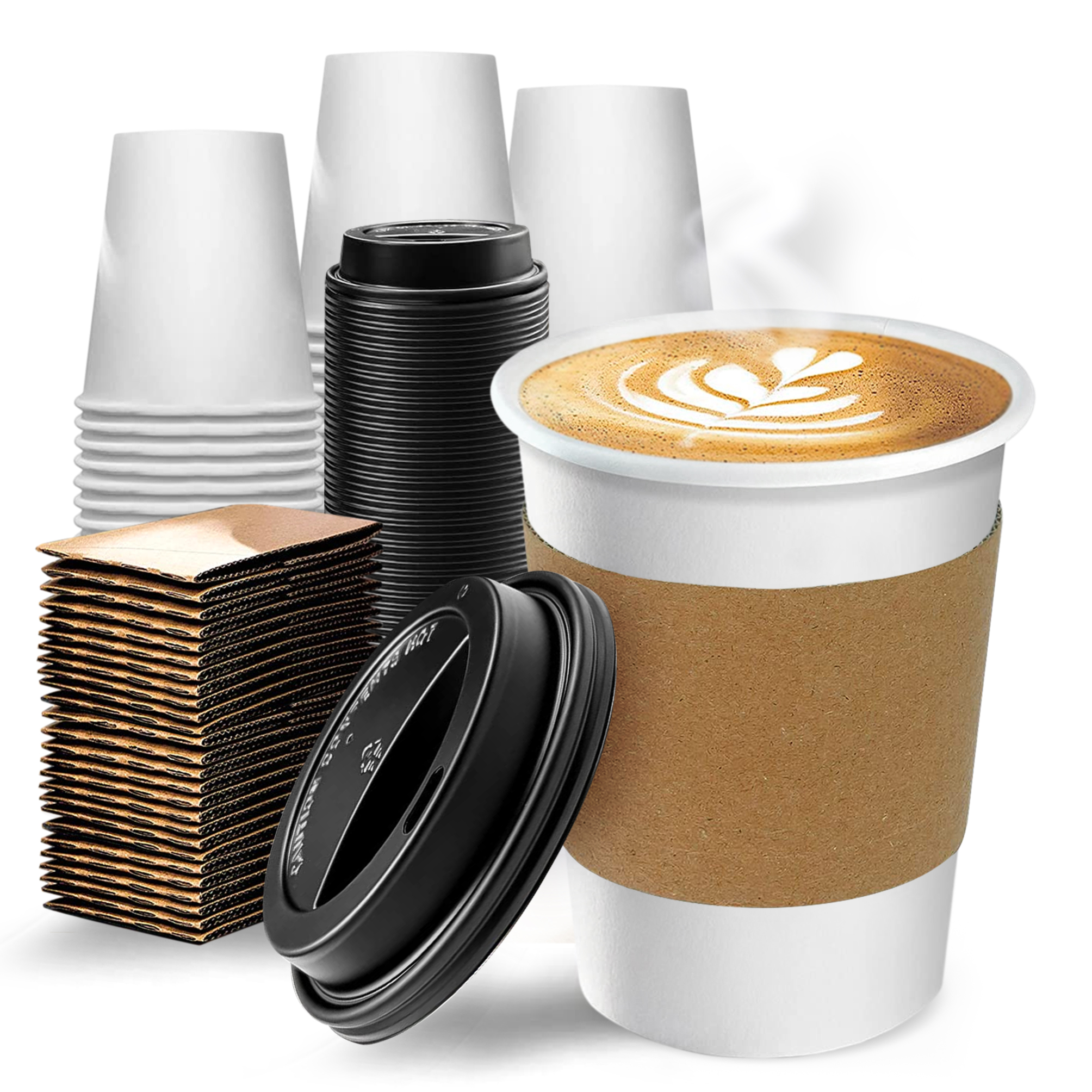 Foto 6 | Berry Green Paquete 50 Vasos Café 10 Oz Con Tapa Y Manga Protectora Resistentes Biodegradables Para Bebidas Calientes