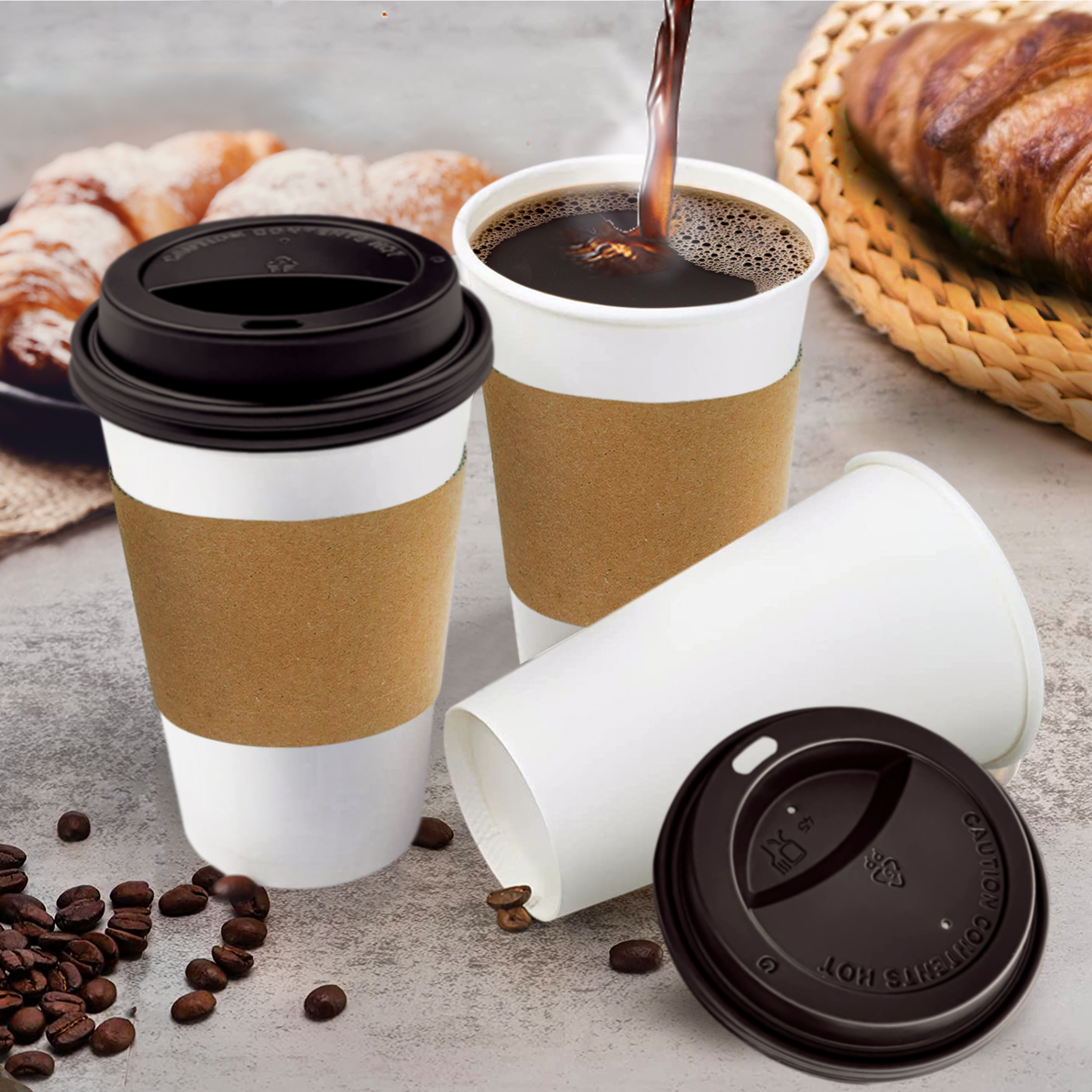 Foto 4 pulgar | Berry Green Paquete 50 Vasos Café 16 Oz Con Tapa Y Manga Protectora Resistentes Biodegradables Para Bebidas Calientes