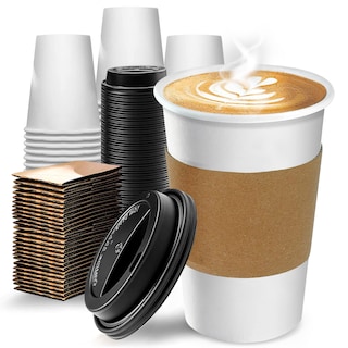 Foto 5 | Berry Green Paquete 50 Vasos Café 16 Oz Con Tapa Y Manga Protectora Resistentes Biodegradables Para Bebidas Calientes