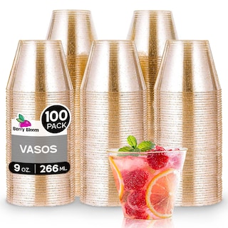 Foto 1 | Berry Hip 100 Vasos Reutilizables Con Glitter Paquete Con 100 Piezas Copas Elegantes Para Fiestas Bodas Postre C