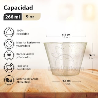 Foto 4 | Berry Hip 100 Vasos Reutilizables Con Glitter Paquete Con 100 Piezas Copas Elegantes Para Fiestas Bodas Postre C