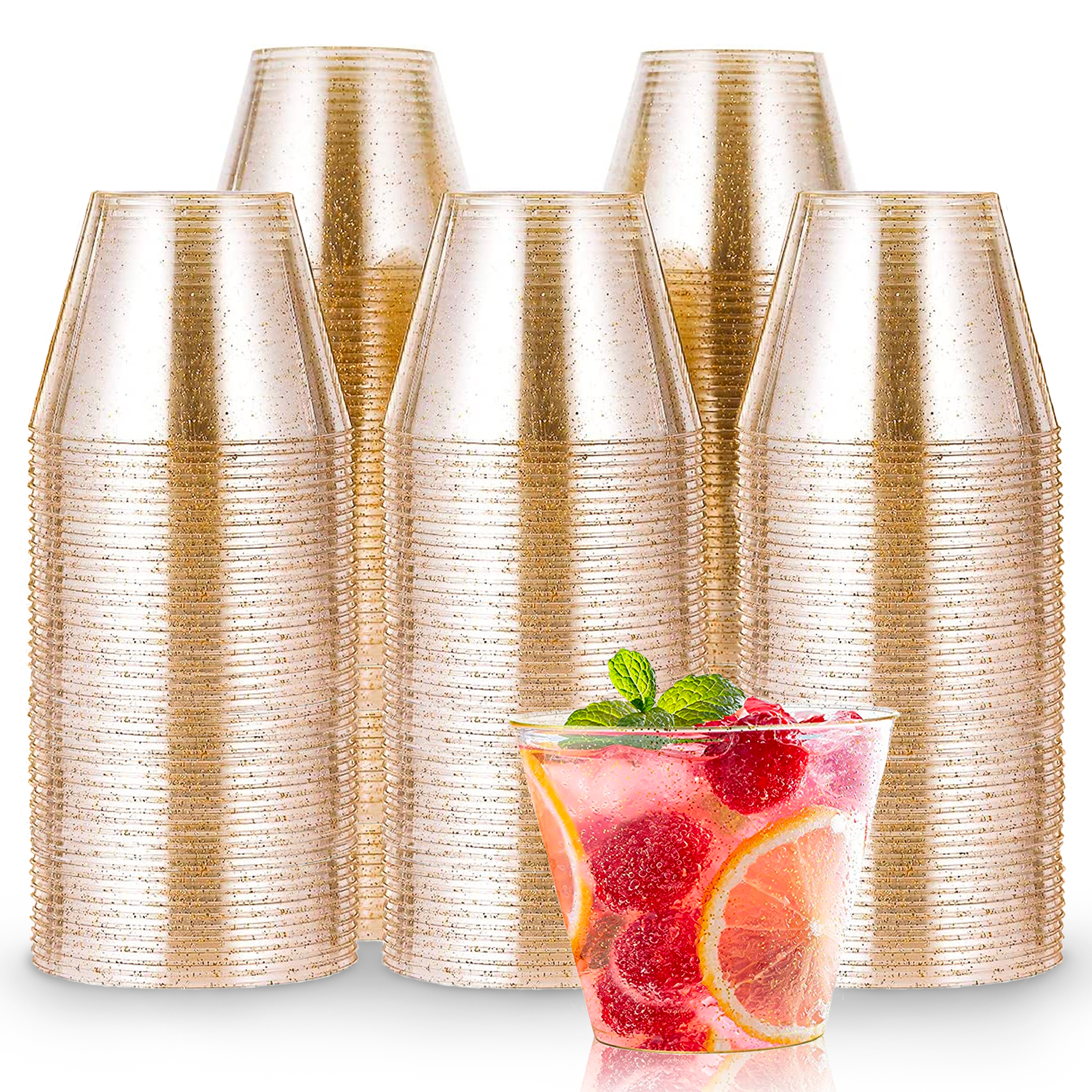 Foto 6 | Berry Hip 100 Vasos Reutilizables Con Glitter Paquete Con 100 Piezas  Copas Elegantes Para Fiestas  Bodas  Postre  C