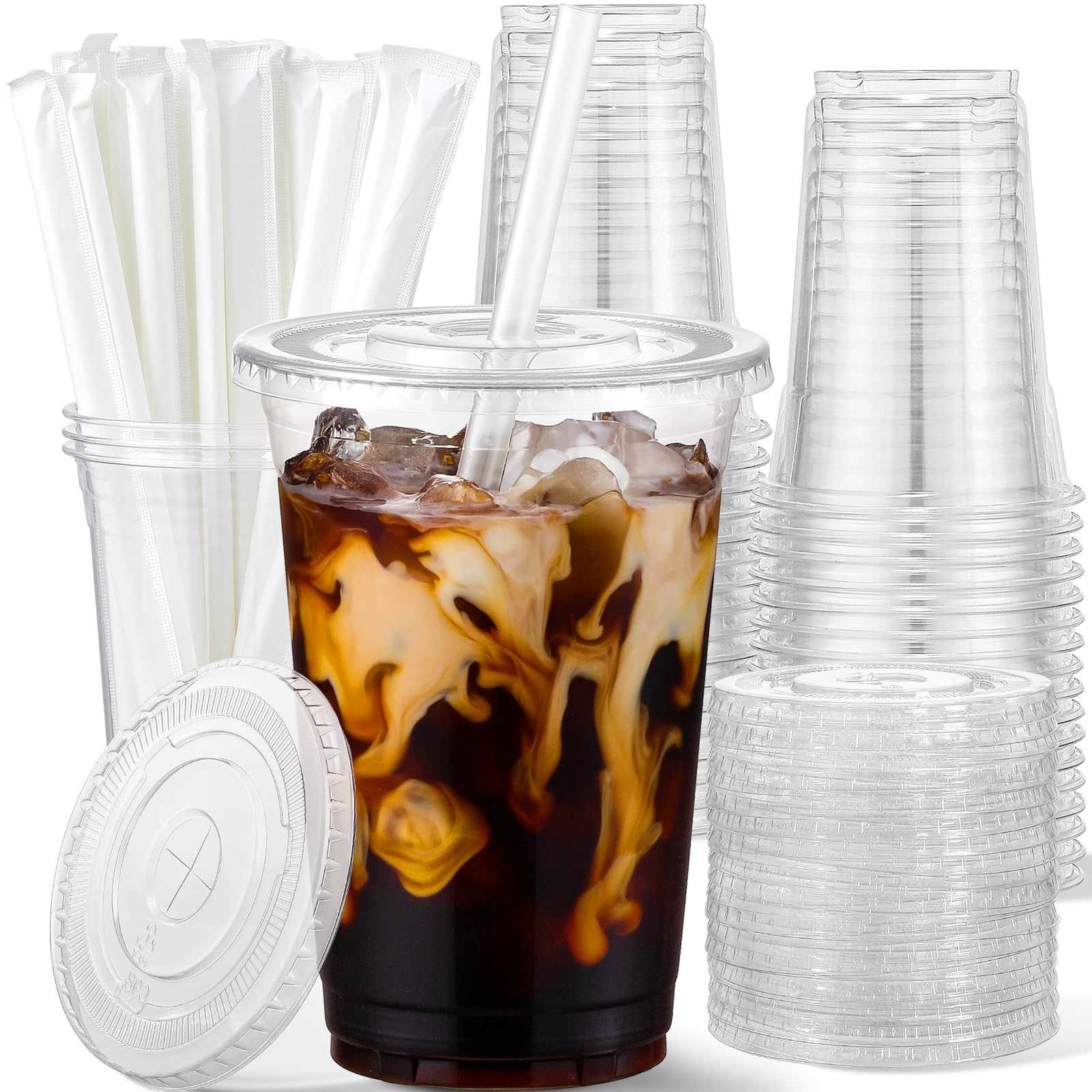 Foto 1 | Vasos De Plástico Aozita De 16 Onzas Con Tapas Y Pajitas  Paquete De 25 Unidades  Transparentes - Venta Internacional.