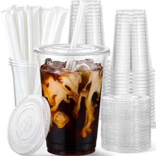 Foto 1 | Vasos De Plástico Aozita De 16 Onzas Con Tapas Y Pajitas Paquete De 25 Unidades Transparentes - Venta Internacional.