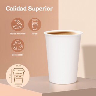 Foto 5 | Berry Green 50 Vasos Para Café 12 Oz (355 Ml) Con Tapa Y Manga Resistentes Antiderrames Y Biodegradables