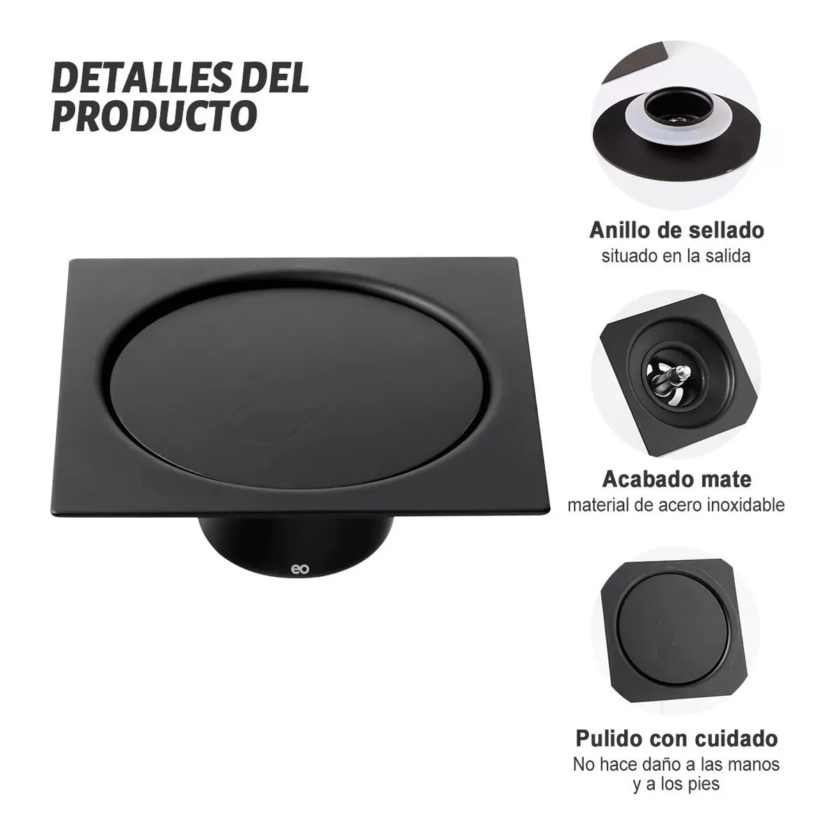 Foto 3 | Coladera Cuadrada Con Válvula Antiolores Eo Safe Imports Esi-19832 Negro