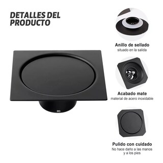 Foto 3 | Coladera Cuadrada Con Válvula Antiolores Eo Safe Imports Esi-19832 Negro
