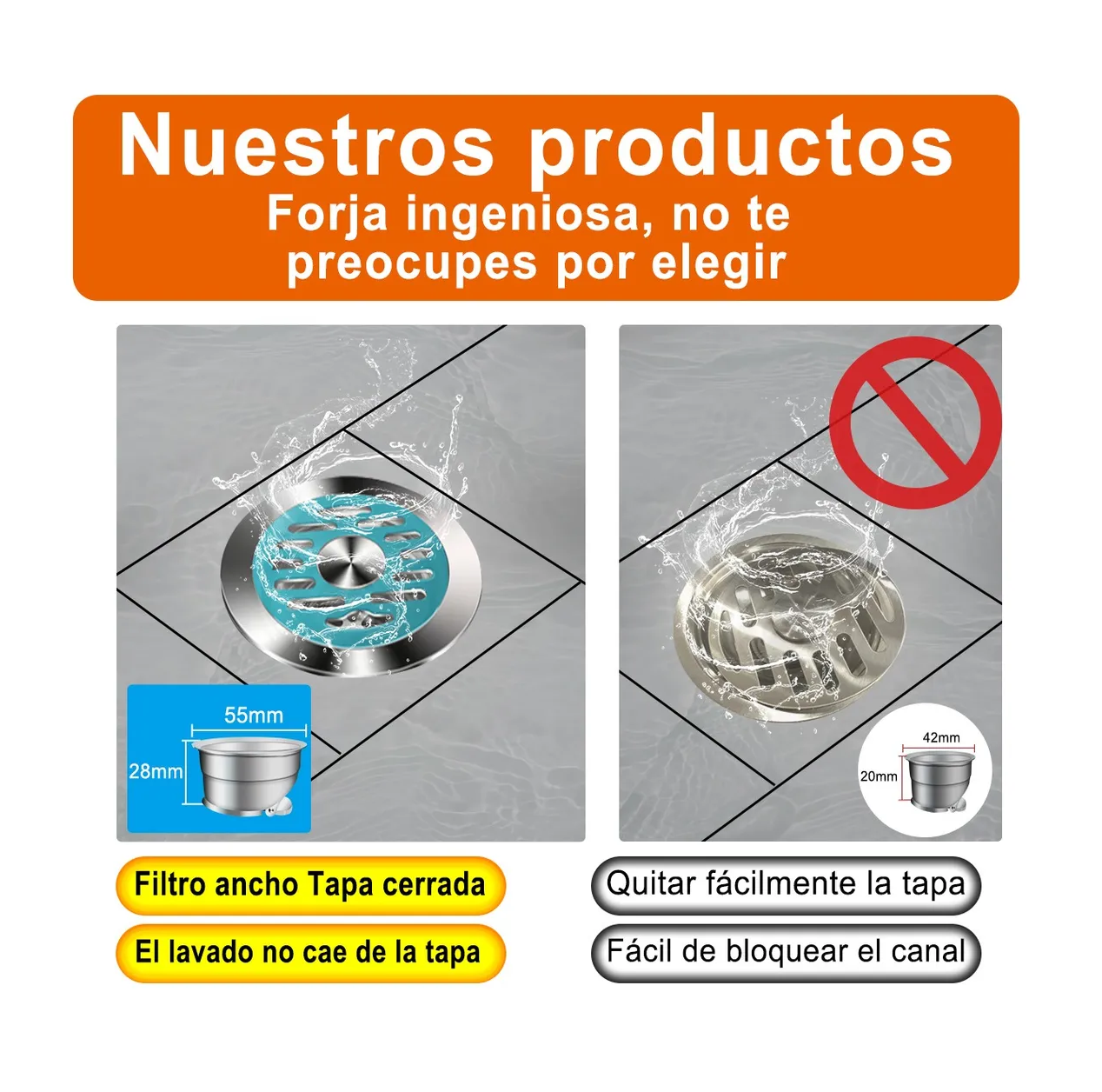 Foto 4 pulgar | Coladera Para Baño Acero Inoxidable Antiolores E Insectos Plata Verde