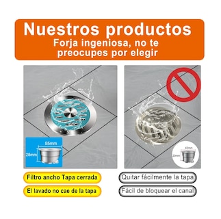 Foto 3 | Coladera Para Baño Acero Inoxidable Antiolores E Insectos Plata Verde