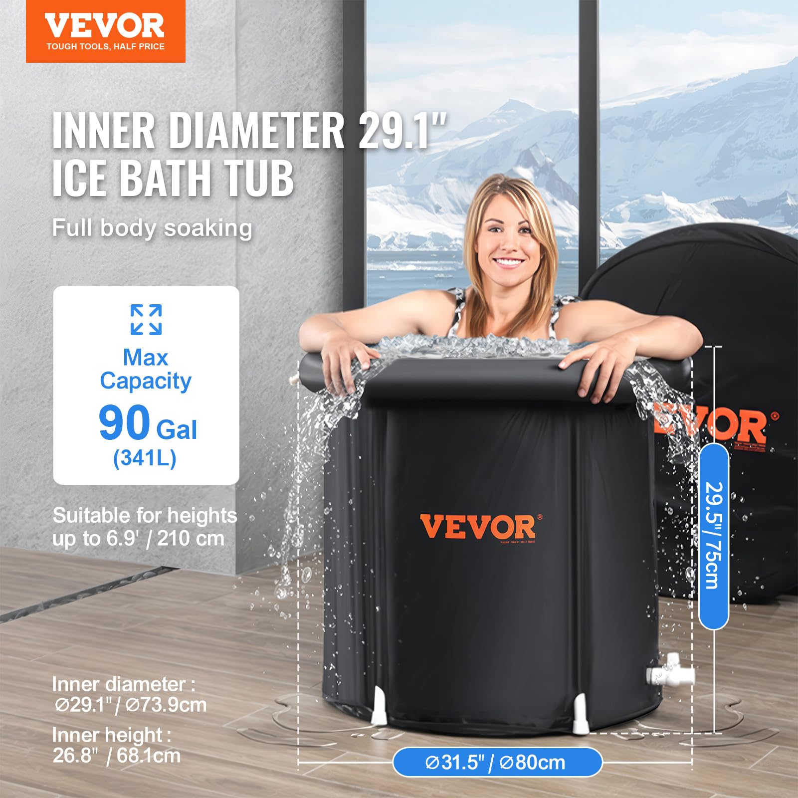 Foto 3 pulgar | Bañera De Hielo Vevor Cold Water Therapy Plunge 340 L Con Funda - Venta Internacional.