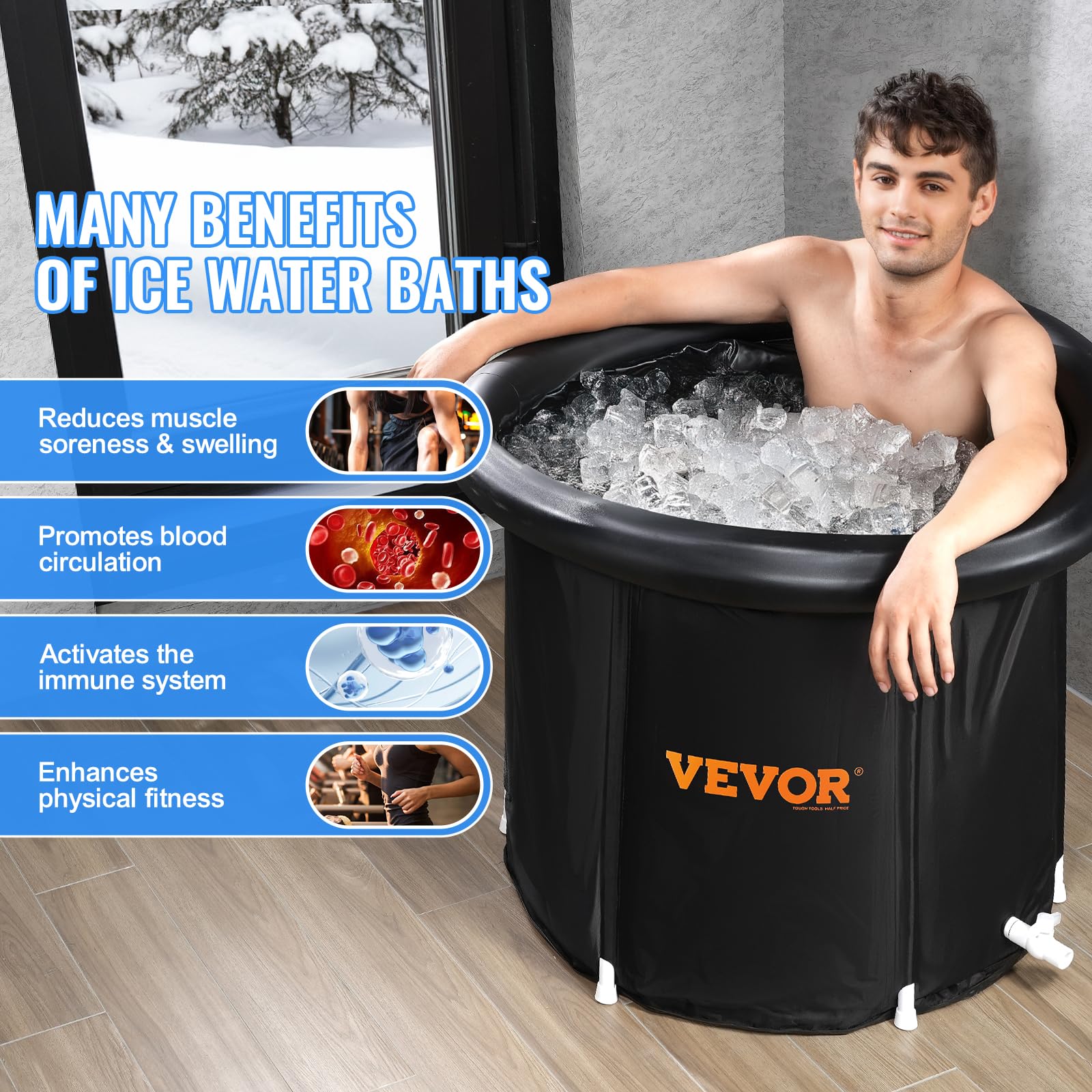 Foto 6 | Bañera De Hielo Vevor Cold Water Therapy Plunge 340 L Con Funda - Venta Internacional.