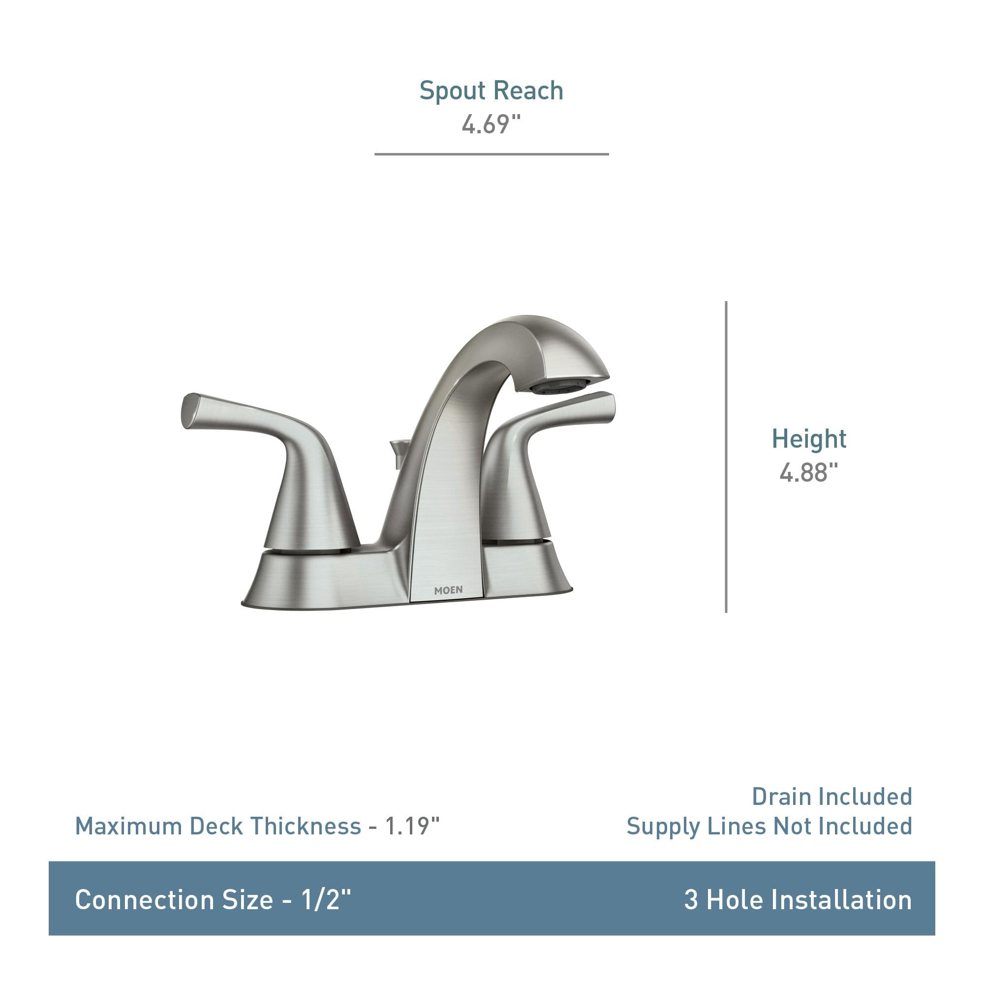 Foto 3 pulgar | Grifo De Baño Moen Haber Spot Resist En Níquel Cepillado - Venta Internacional.