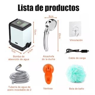 Foto 2 | Ducha Recargable Portátil Bomba para Acampar Al Aire Libre Eo Safe Imports Esi-14803 Plata