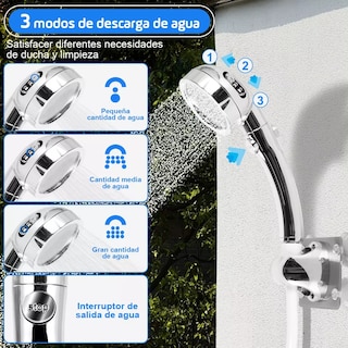 Foto 3 | Regadera Portátil Recargable 3 Modos Acampar Eo Safe Imports ESI-14798 Plateada
