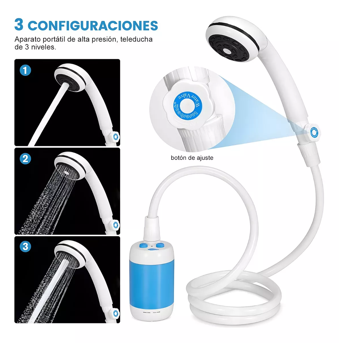 Foto 4 pulgar | Regadera Portátil Lab.g Ducha Campismo Recargable 5000mah, Blanco