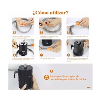 Foto 4 | Ducha Portátil Eléctrica Recargable Con Bomba Lab.g Para Camping Negro/blanco/naranja